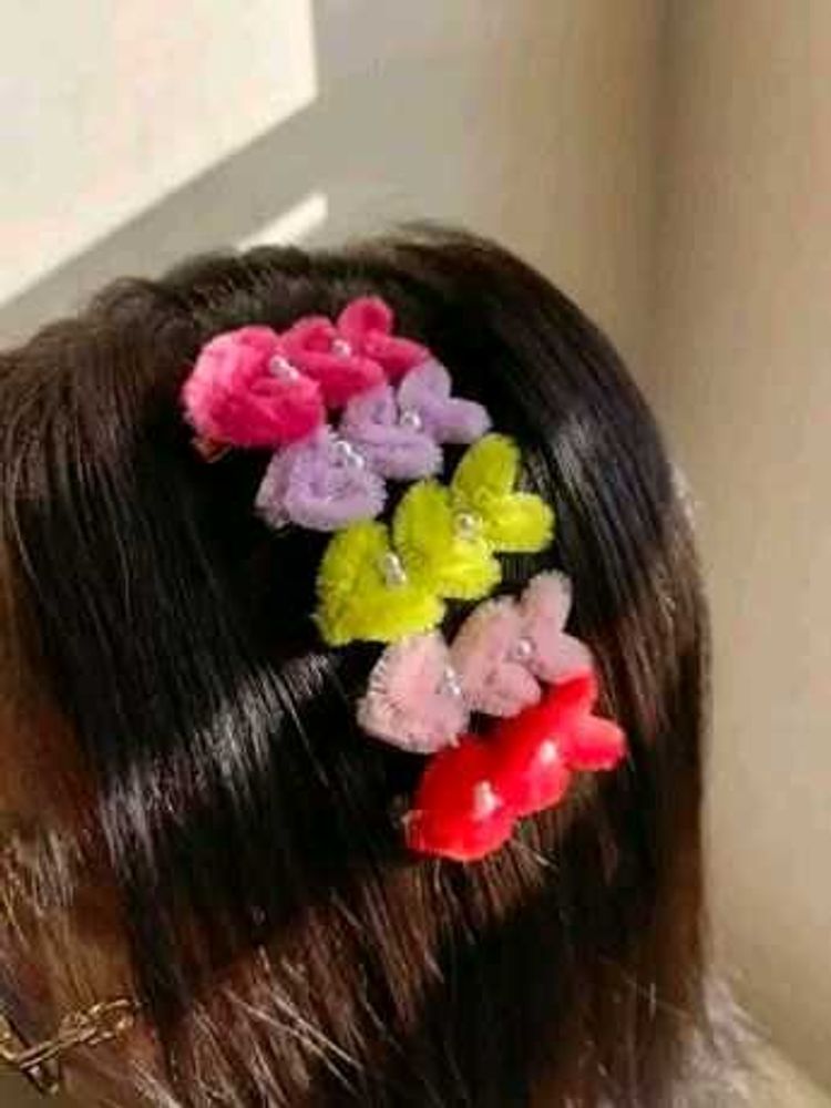 Colorful Floral Hair Clips - Set