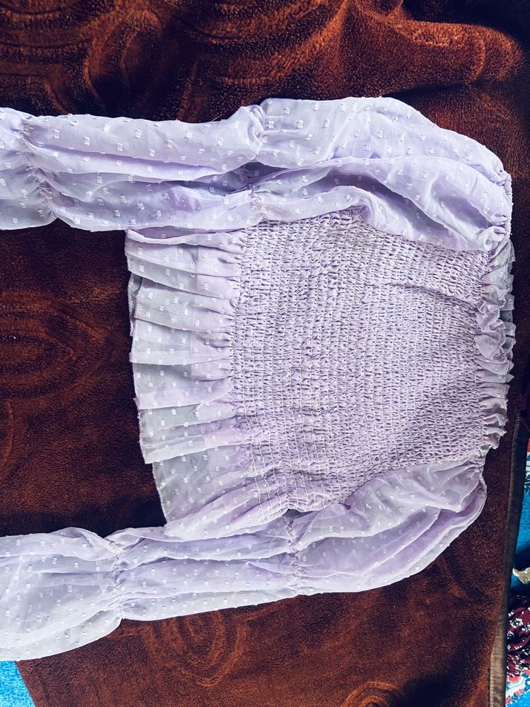 Lilac Swiss Dot Smocked Top