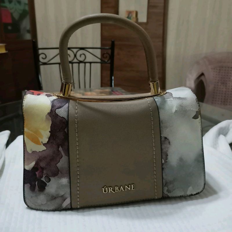 Beige Floral Handbag