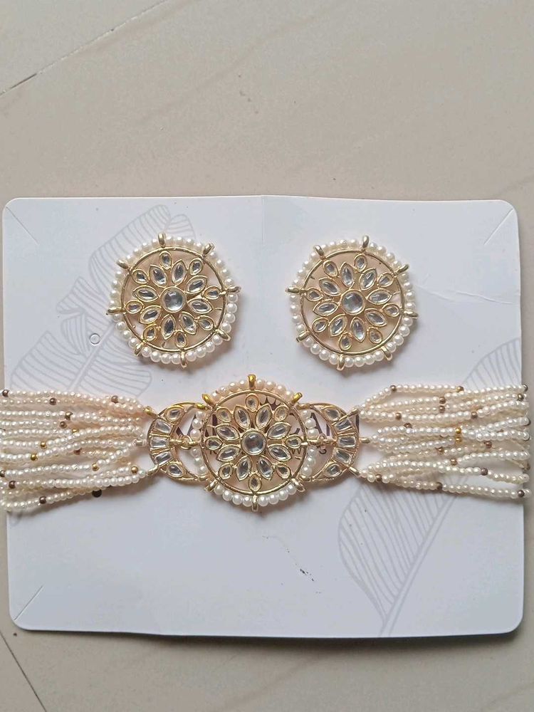 Pearl &amp; Kundan Jewelry Set