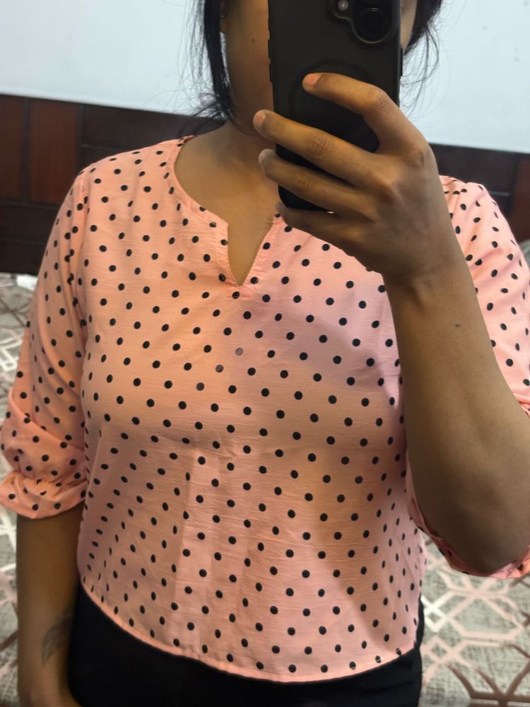Peach Polka Dot Top