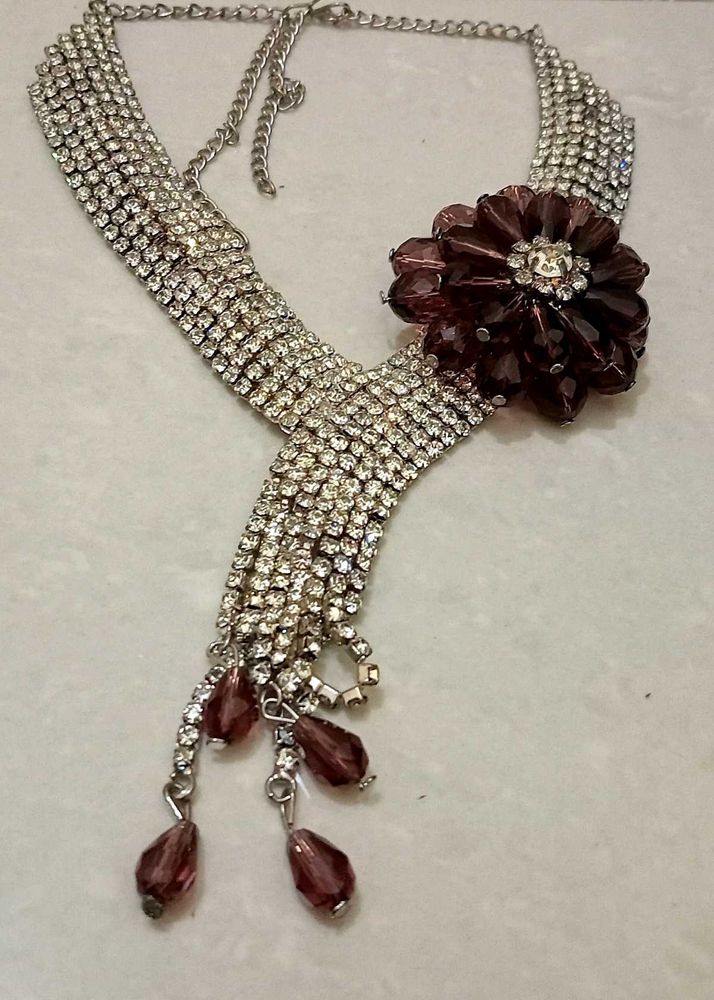 Rhinestone Flower Necklace (Some Stones Have Lost)