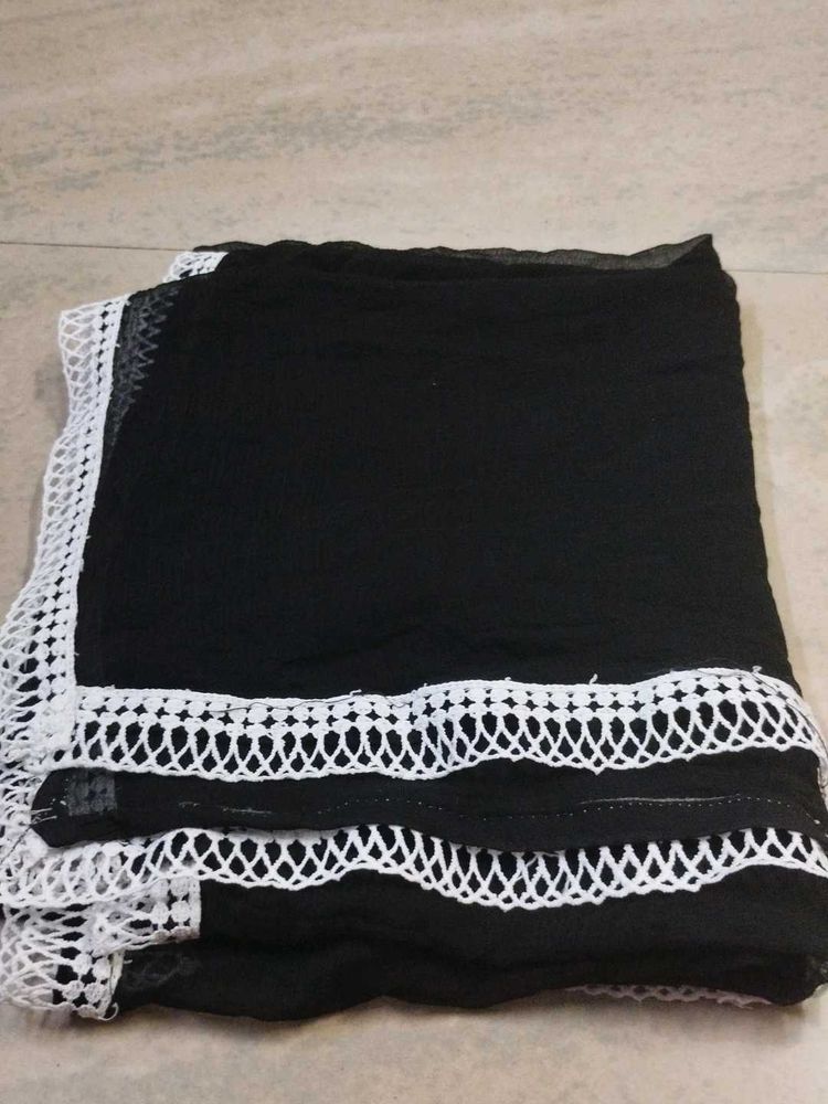 Elegant Black Dupatta with Lace