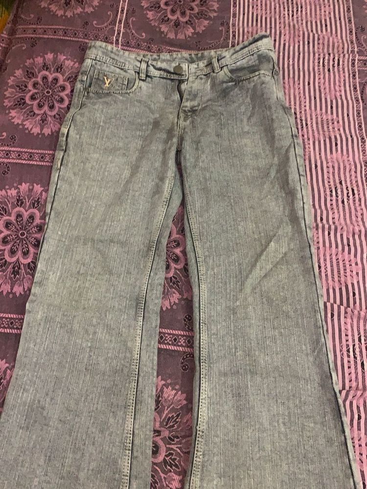 Gray Denim Flare Jeans