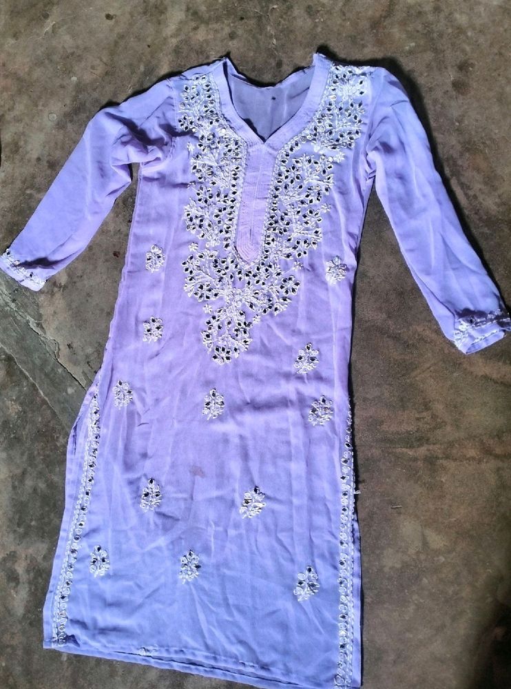 Chikankari Mirror Work Kurti