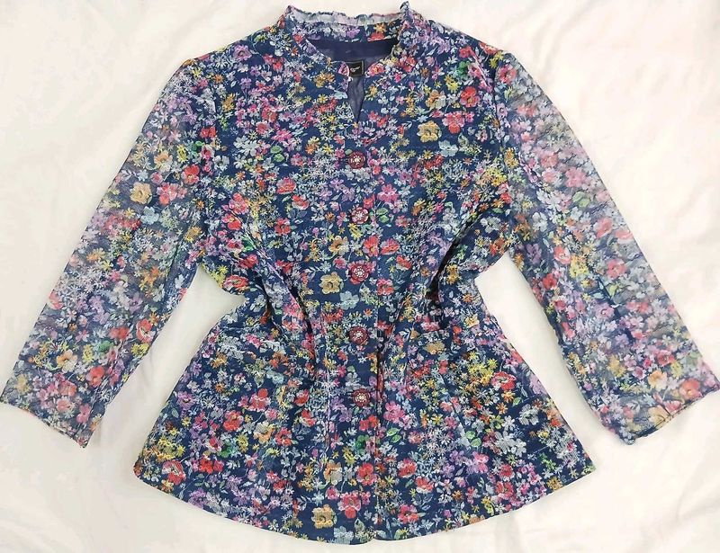 Japanese Style Floral Print Cardigan