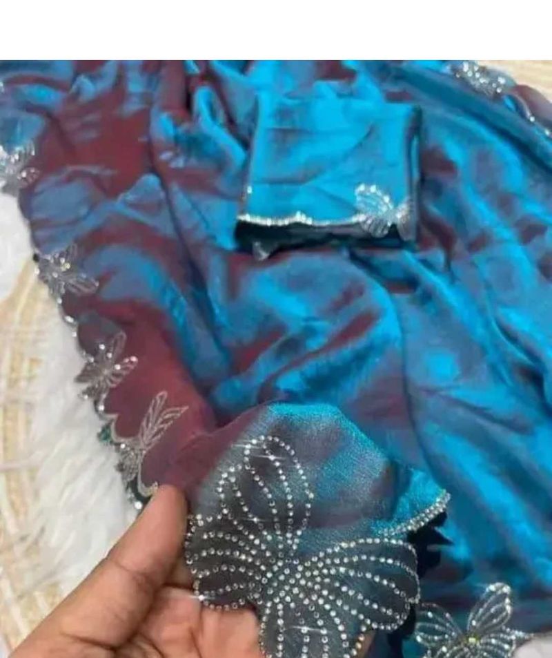 Elegant Blue Embellished Saree