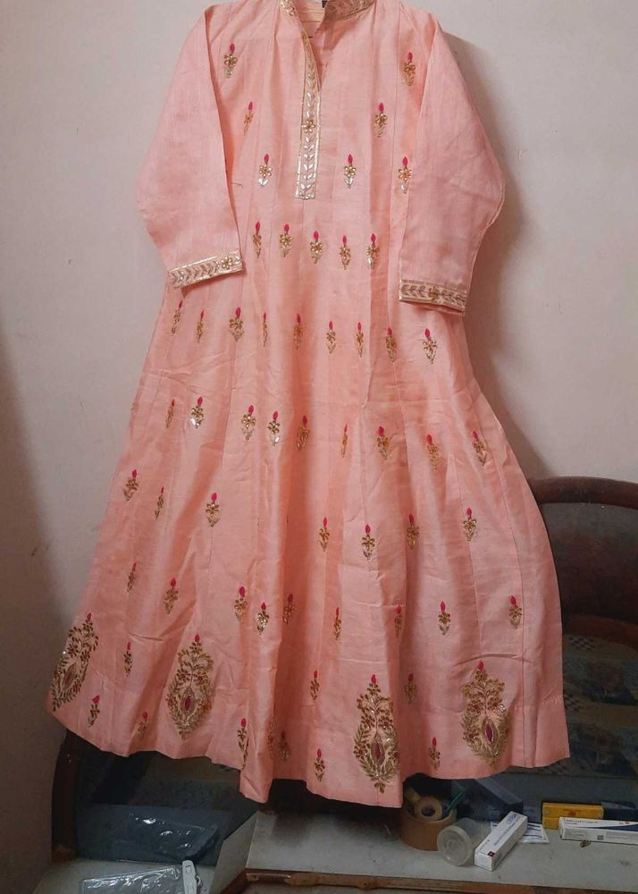 Elegant Pink Anarkali Party Gown