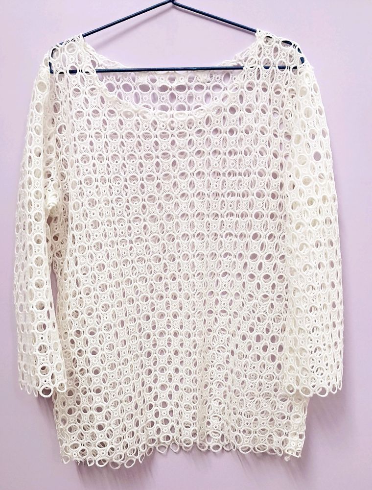 Net White Stylish Shrug
