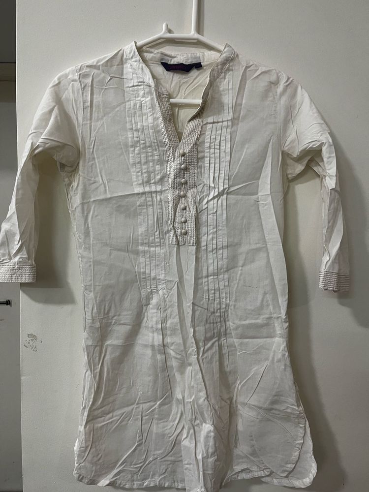 Elegant White Cotton Kurta