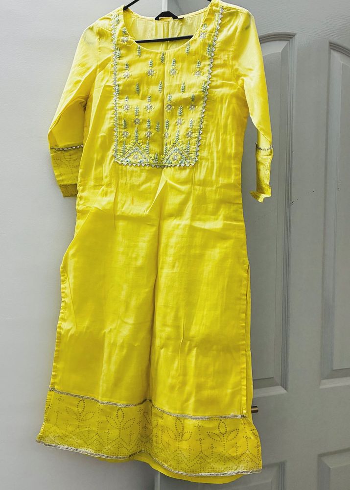 Yellow Embroidered Kurta Set