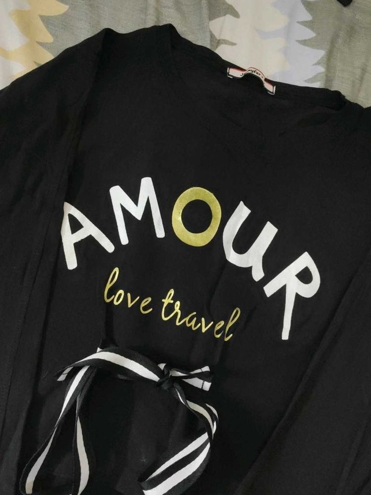 Full Sleeves Crop Top With Knot