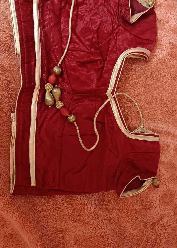 Red Velvet Embellished Blouse