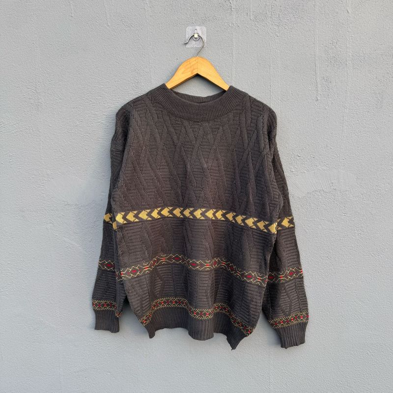 Vintage Patterned Knit Sweater
