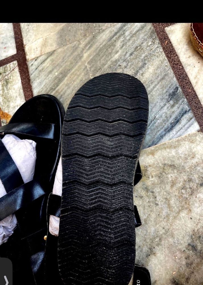 Mr CL All Black Sandals Unused And Super Fine Qua