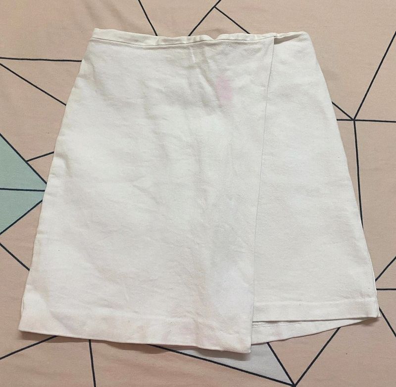 White Wrap Mini Skirt