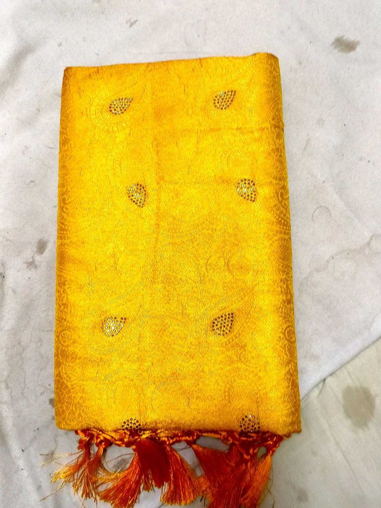 New Freash Silk Sarees With All Over Stone Work