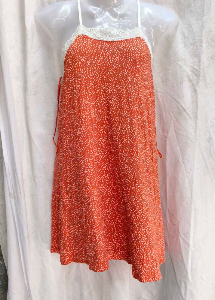 I. Orange Print Mini Dress