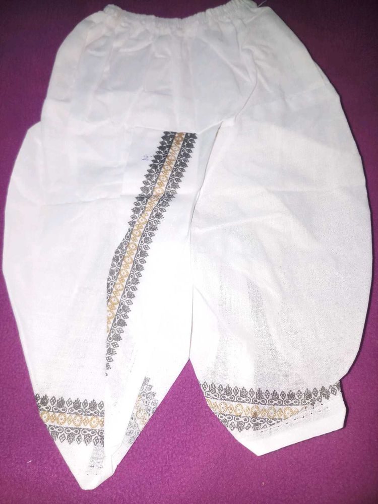 Ethnic White Cotton Dhoti