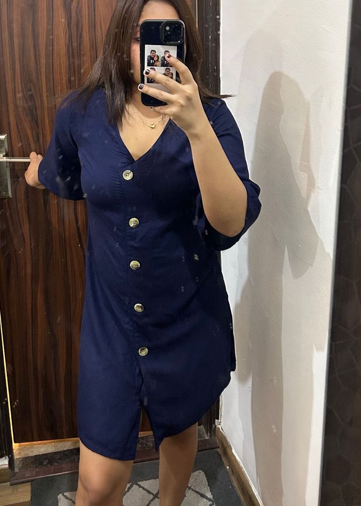 abof Navy Blue A-Line Dress