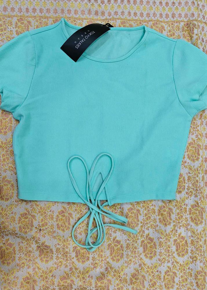 Cute Mint Green Crop Top with label
