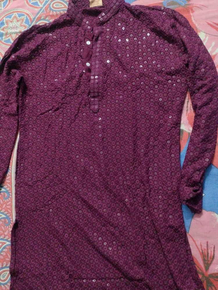 Purple Chikankari Kurta