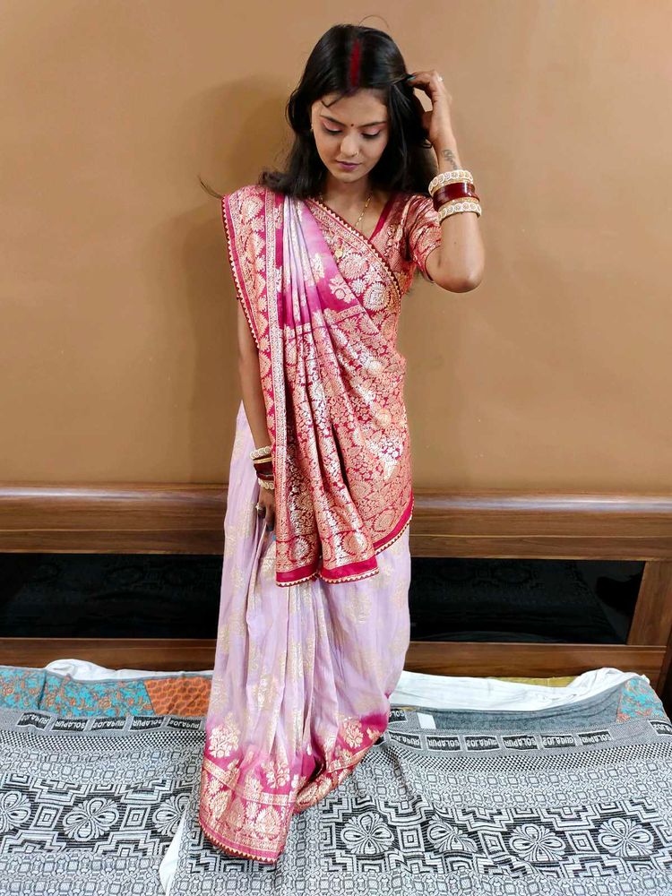 Elegant Pink Banarasi Saree