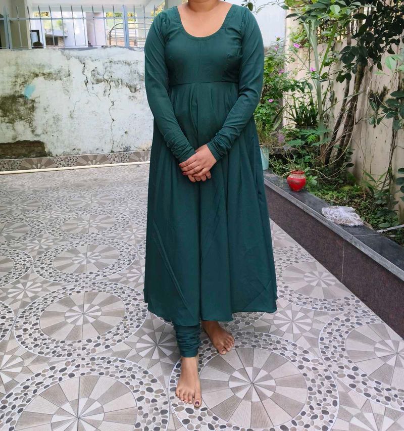 Elegant Green gown with churidar