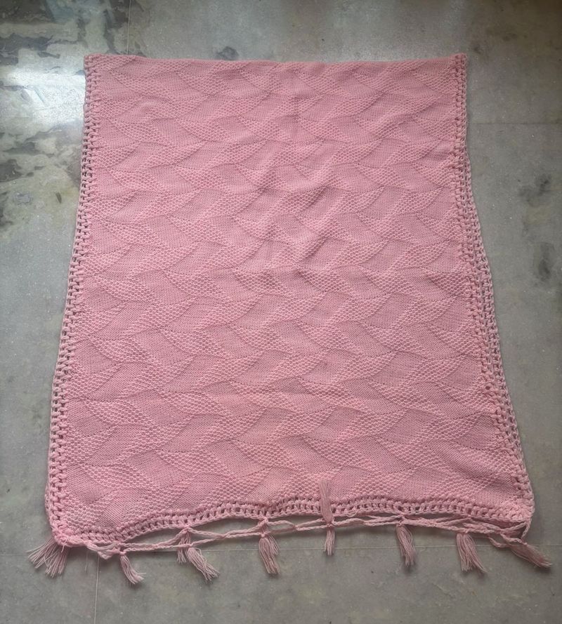 Handmade Pink Knitted Baby Blanket