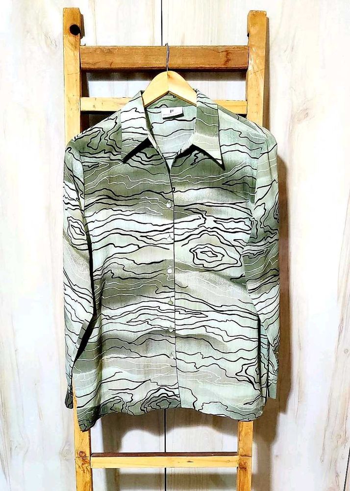 Lime Green Printed Shirt Size-42