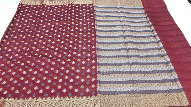 GRAND BANARASI WOVEN DESIGN COTTON SAREE 💜
