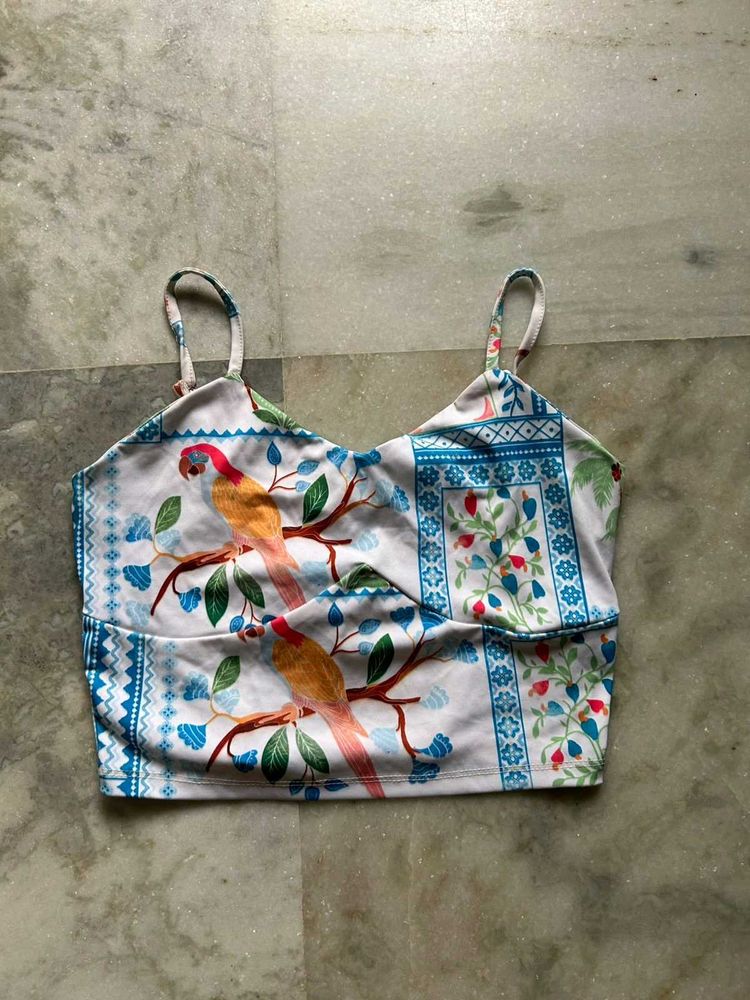 Tropical Print Crop Top