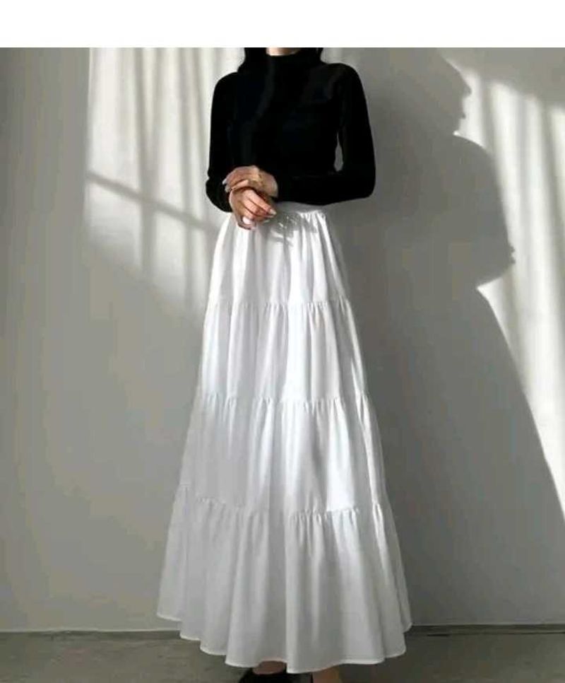 Tiered White Maxi Skirt