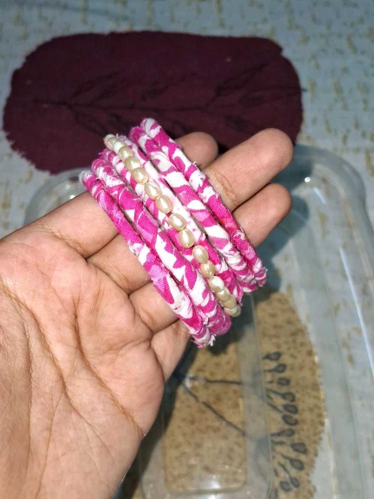 Handmade Pink Fabric Bangles