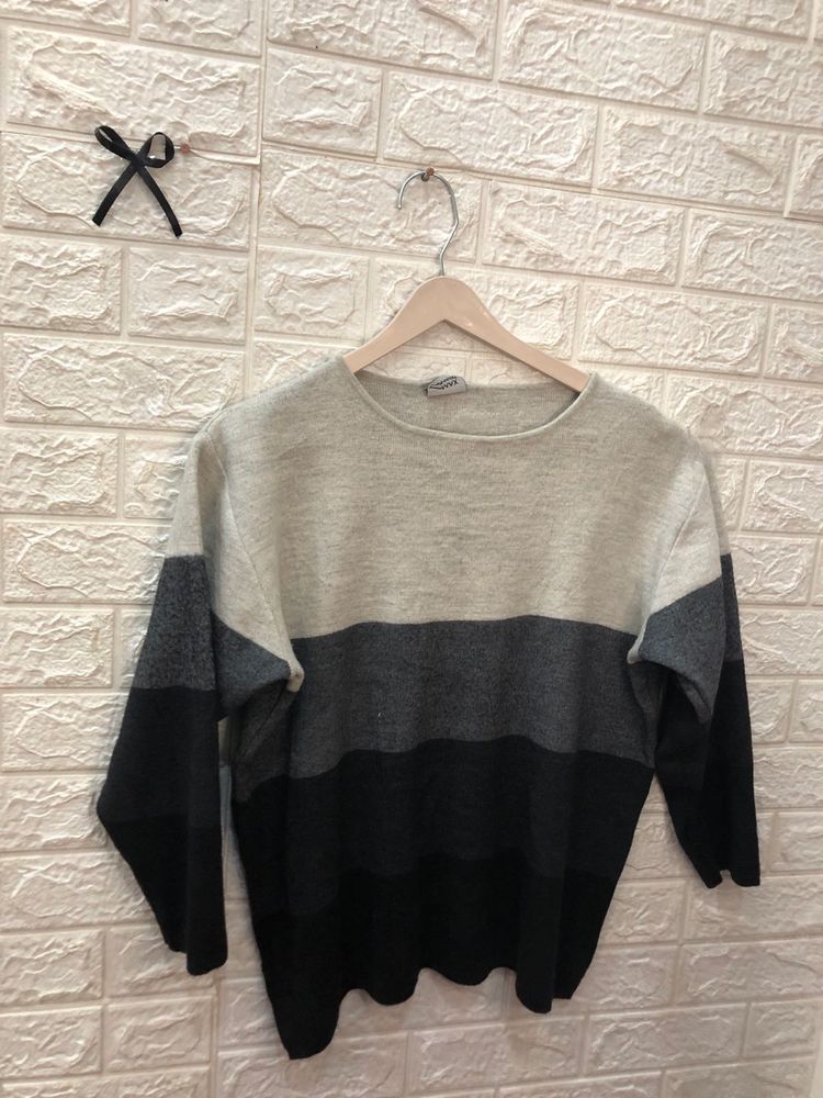 Striped Knit Pullover Sweater