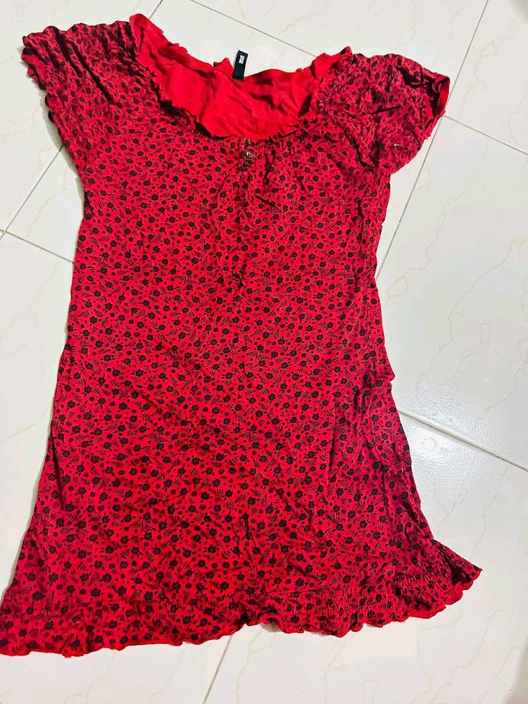 Red Floral Top