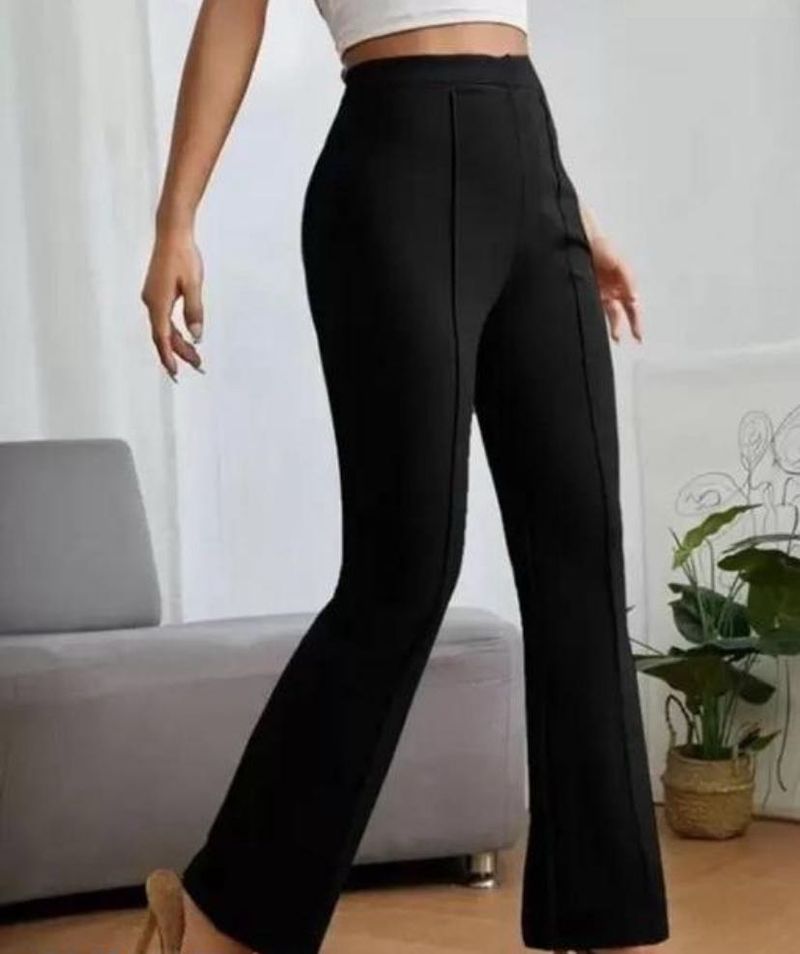 Black Flared Trouser Pants
