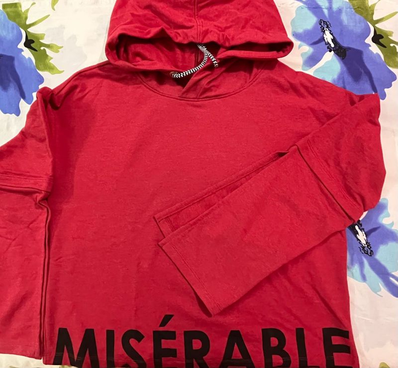 Only Brand Red Graphic Print Hoodie