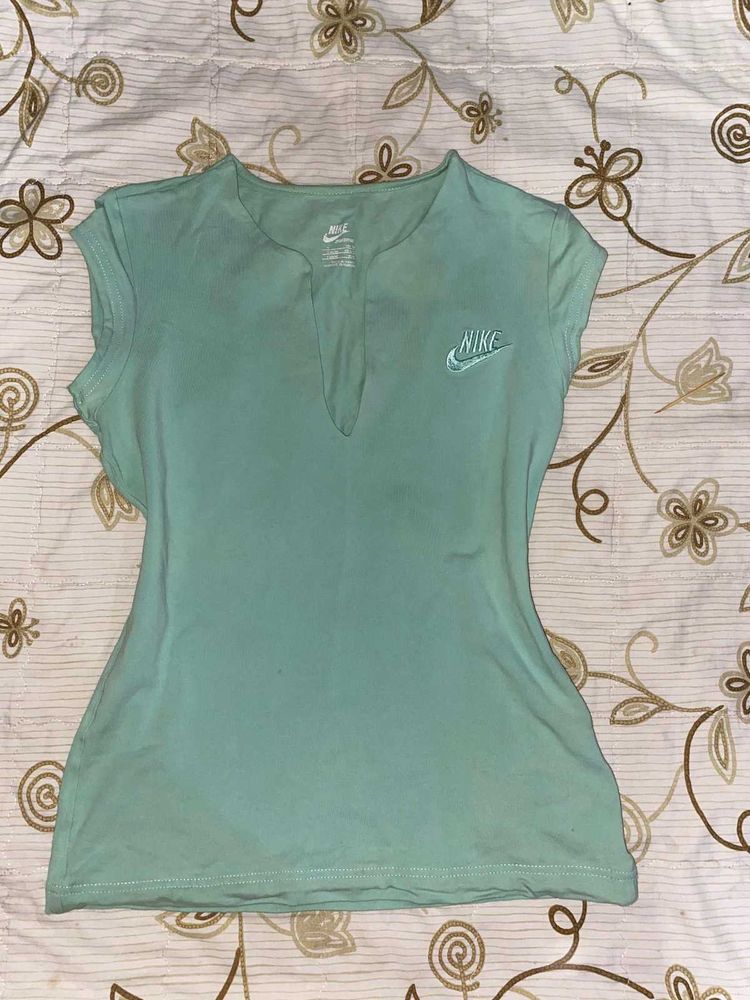 Nike Mint Green Cap Sleeve V-Neck Top