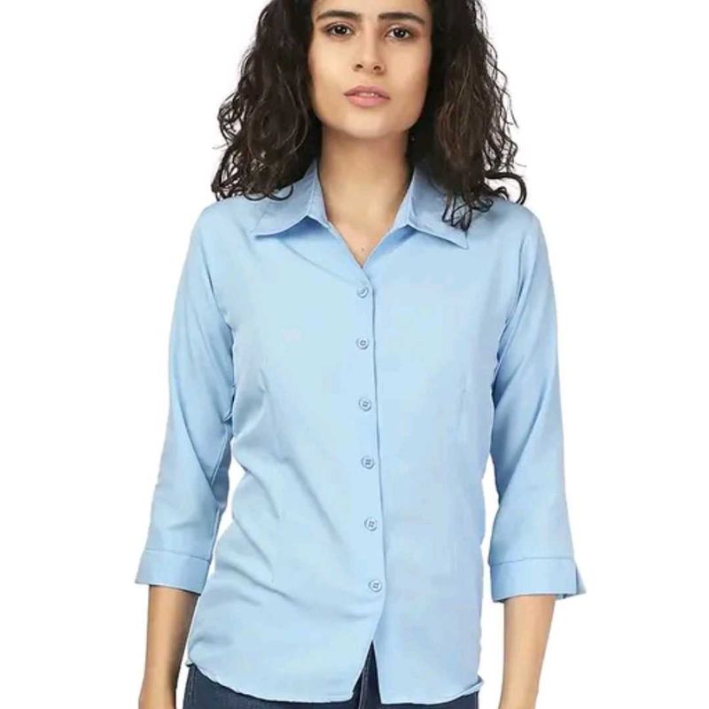 Light Blue 3/4 Sleeve Blouse