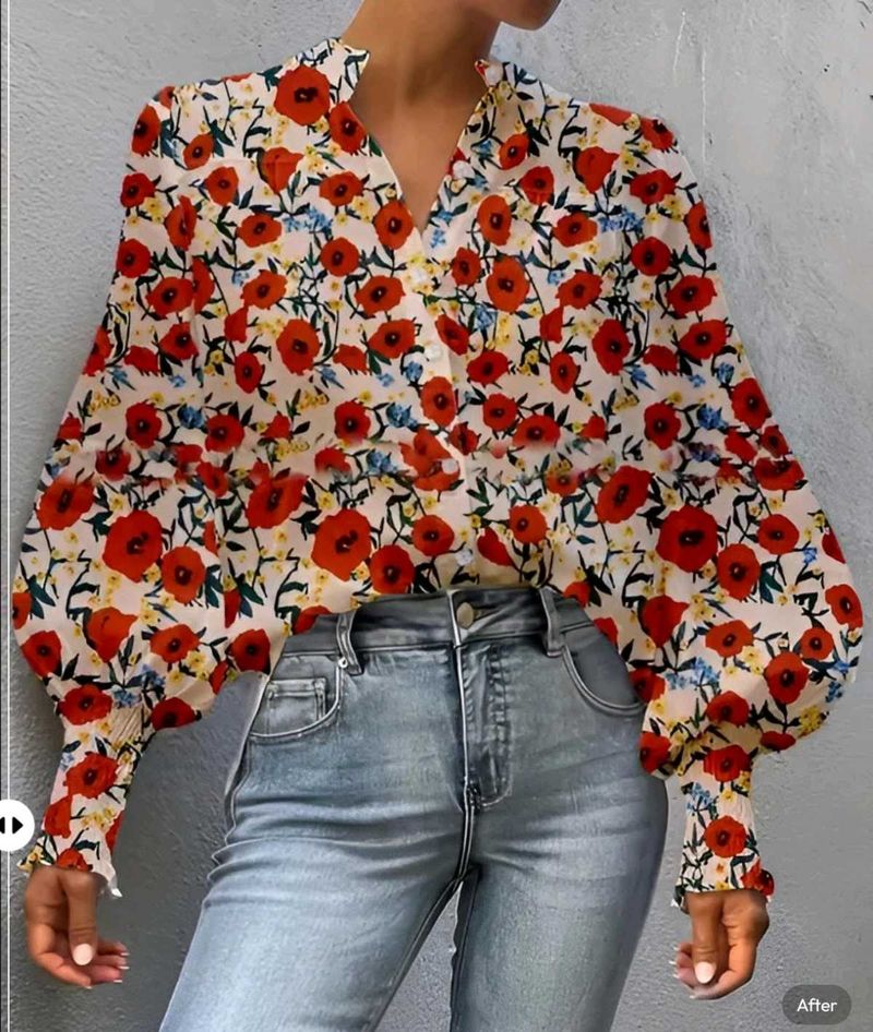 New with tag Pinterest Korean Floral Print Blouse