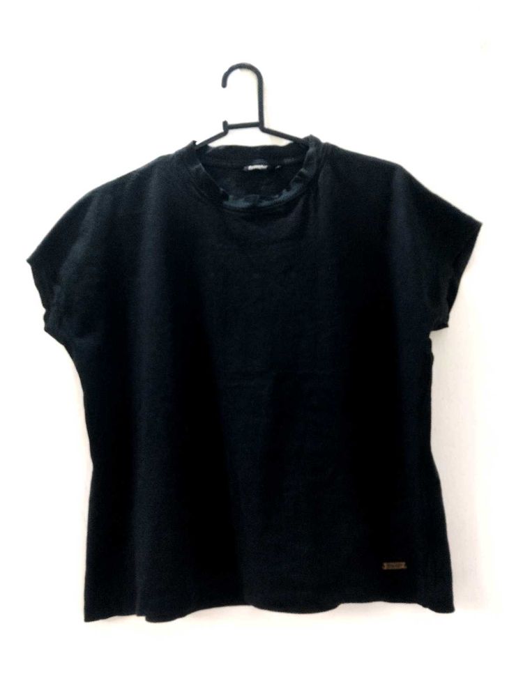 Black Relaxed Fit T-Shirt, Size,- M