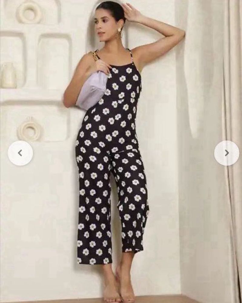 Black and white Floral Print Jumpsuit