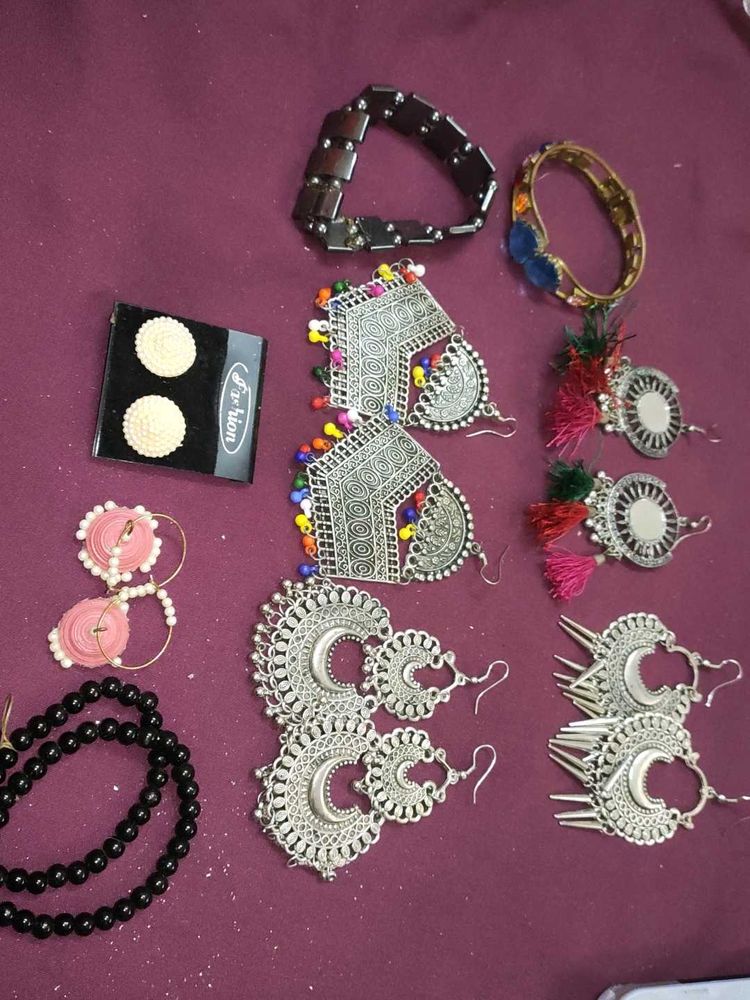 Oxidised Jhumkas Bracelet Combo Offer
