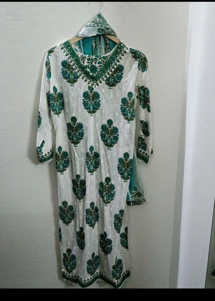 Cotton Kurti Pant Dupatta Set