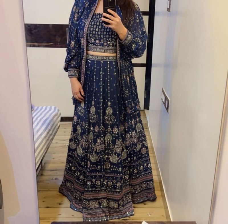 Navy Blue 3piece Lehenga Set