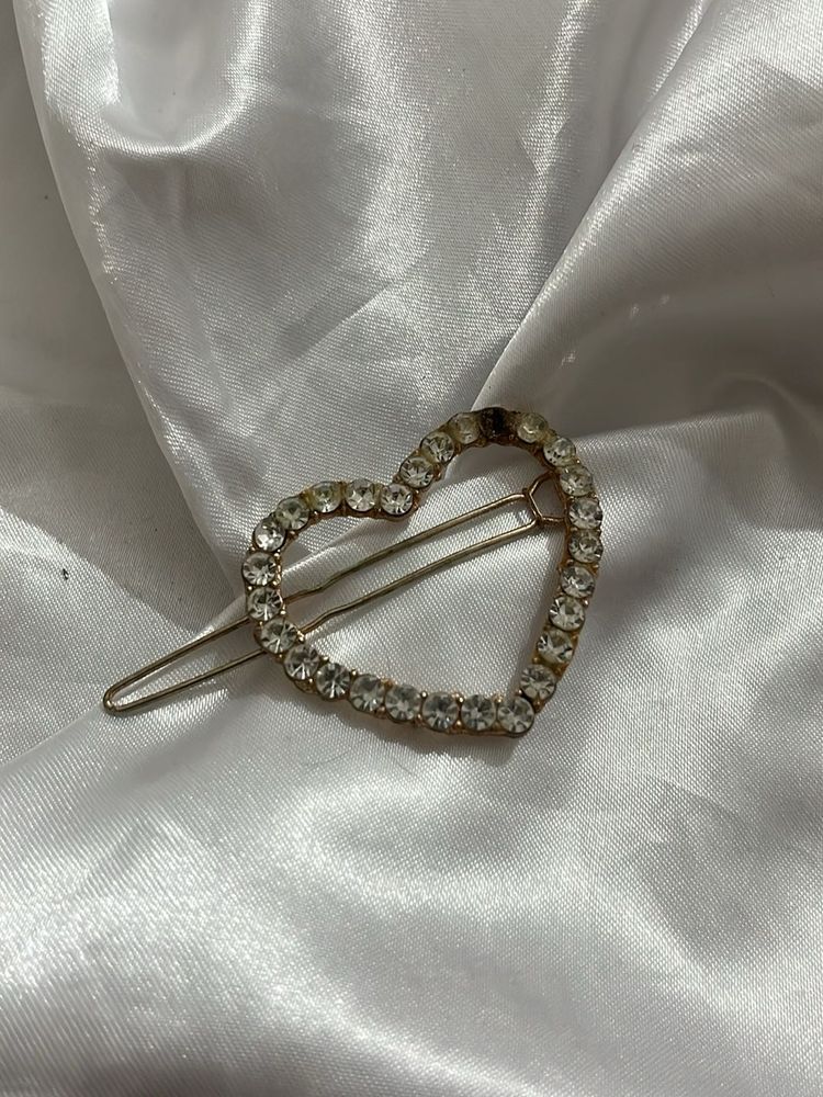 Heart Rhinestone Hair Clip