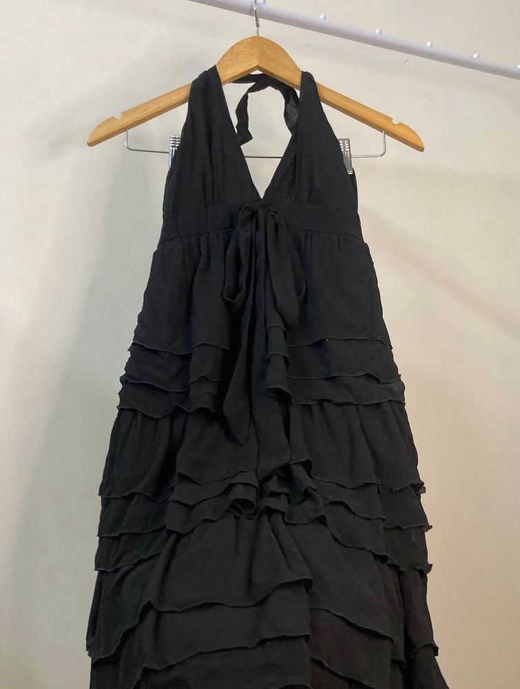 Mini Black Halter Neck Dress