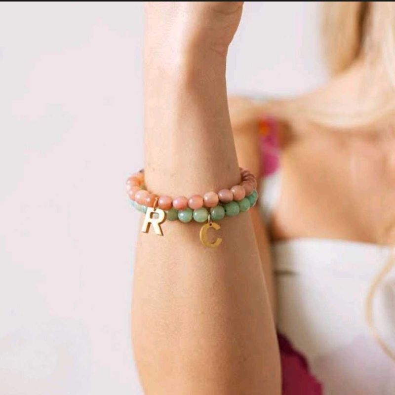 Beaded Bracelet with Initial Charms