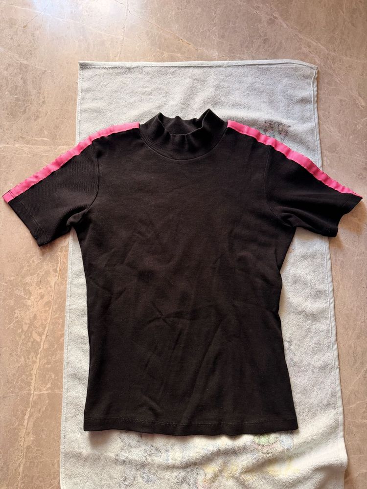 Black Top with Pink Stripe